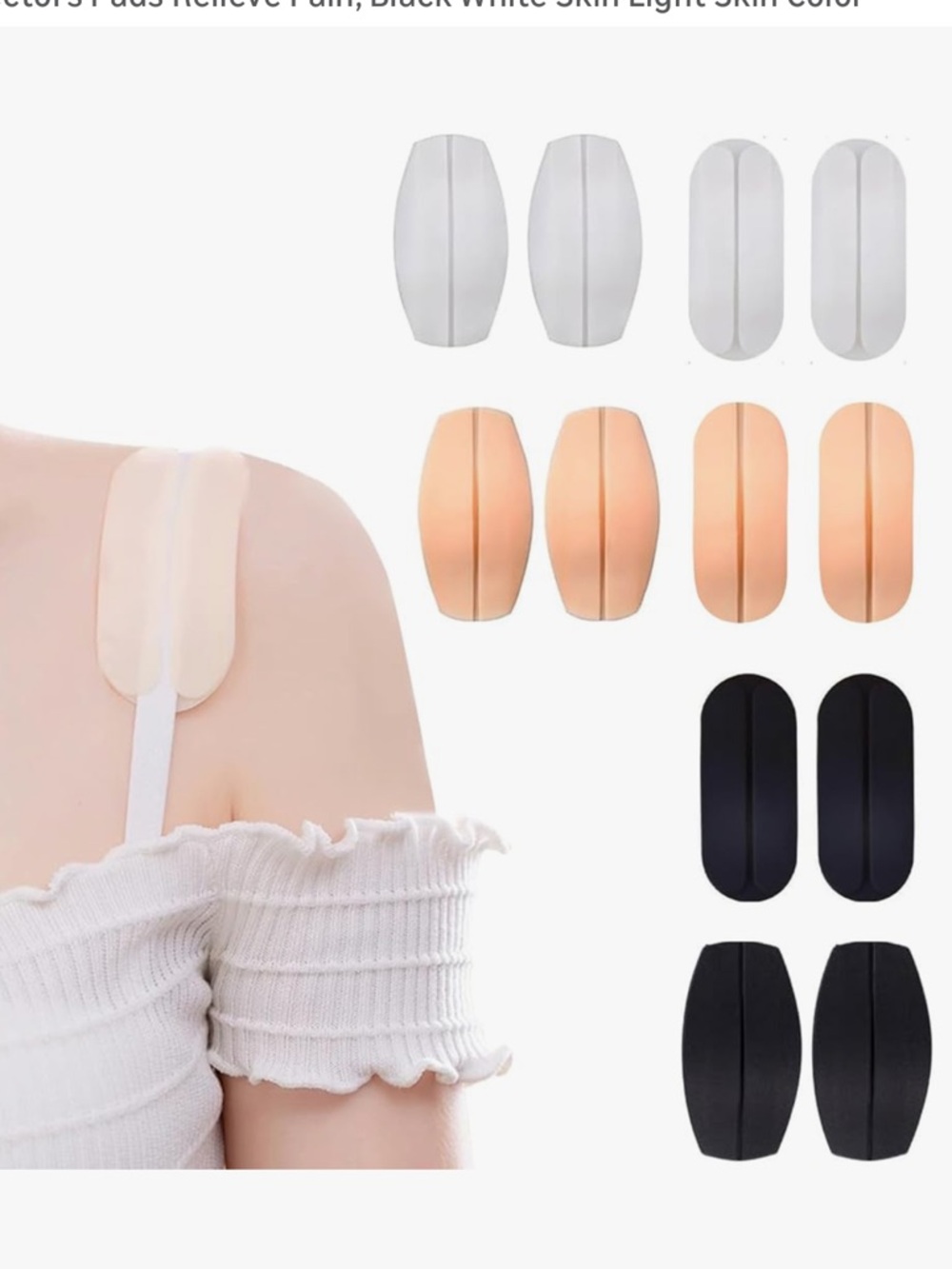2 Boxes of Bra Strap Gel Pads Holders- Nude, White & Black